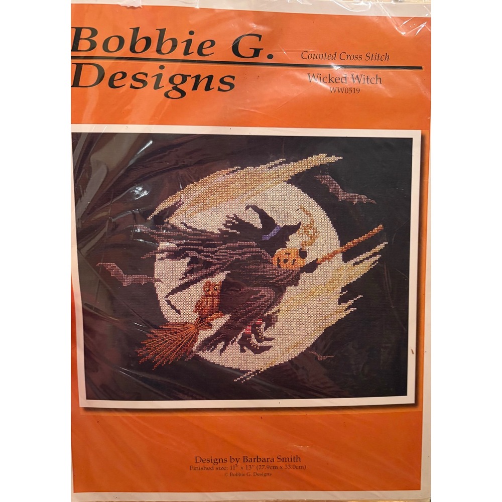 NIP Bobbie G. Designs Wicked Witch Halloween Counted Cross Stitch Kit